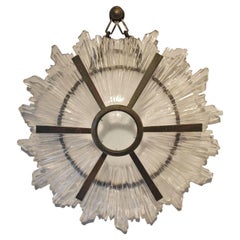 Stunning French Art Deco Sunburst Sconce / Applique in Bronze and Glass