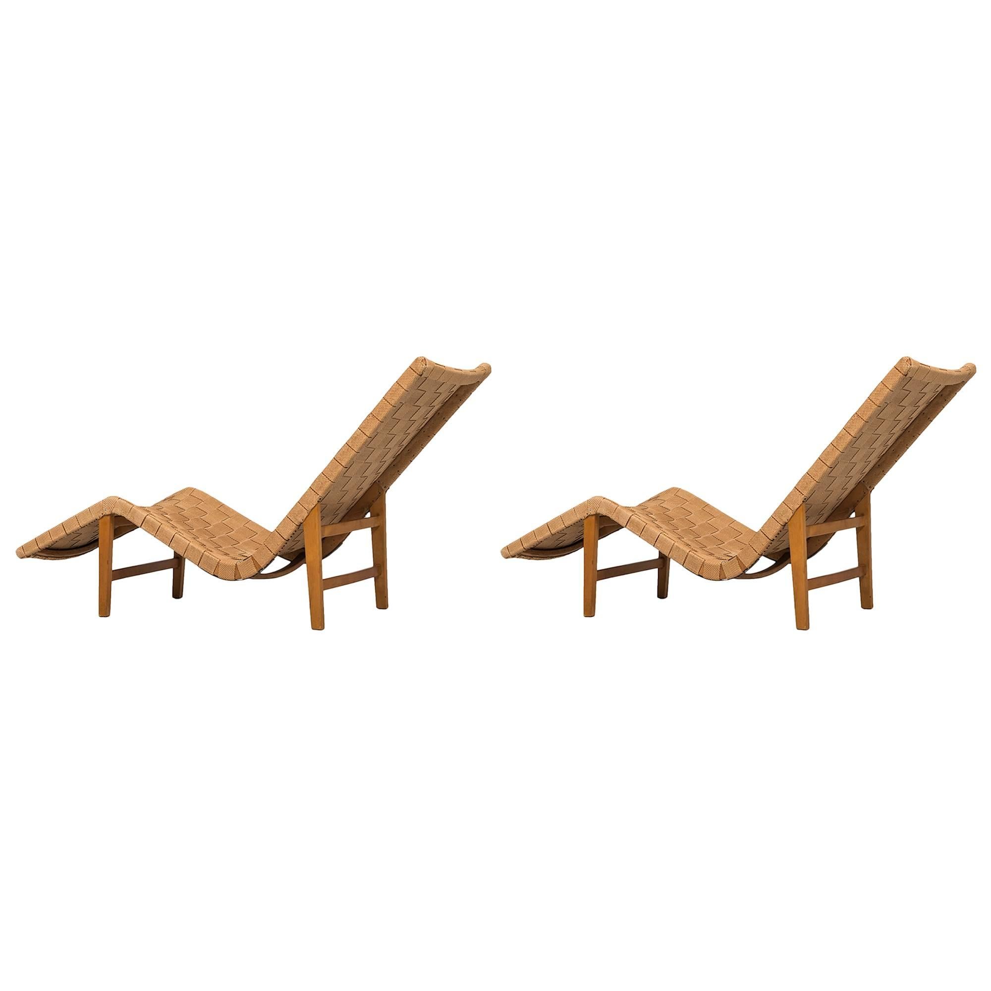 Pair of Swedish Lounge Chairs in the Manner of GA Berg