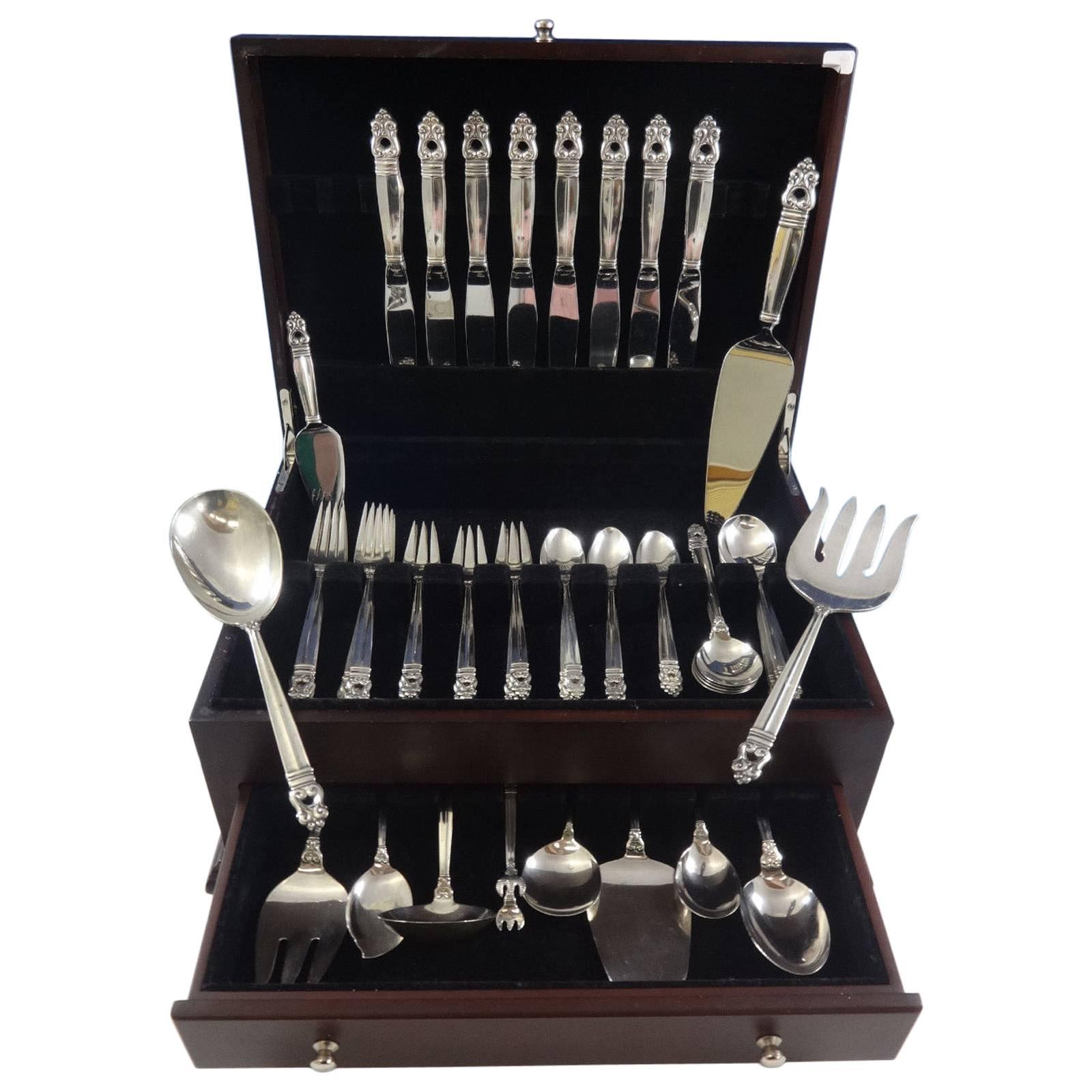 Royal Danish by International Sterling Silver Flatware Set for Eight, 52 Pieces For Sale