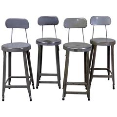 Vintage Set of Four Counter Height Industrial Stools