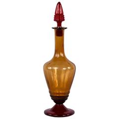 French Red and Amber Glass Decanter, 1940s 1