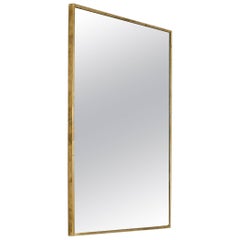 Large Rectangular Brass Wall Mirror, Italy, 1950s