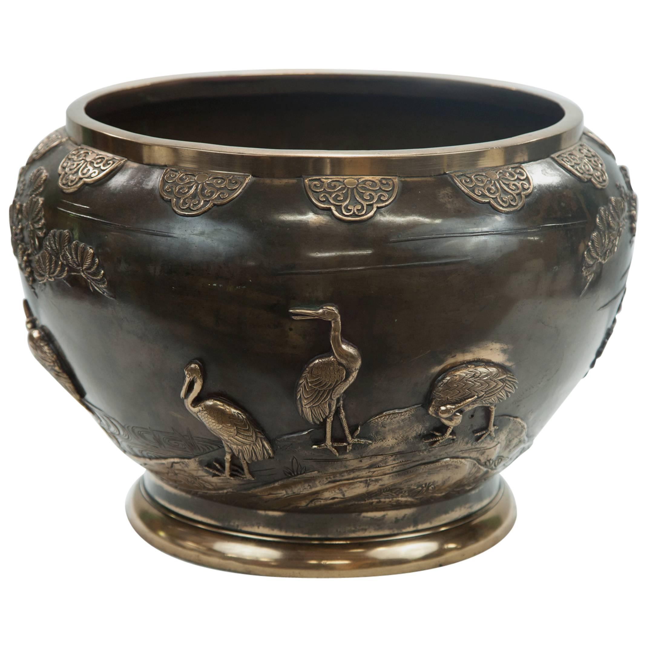 Exceptional Meiji Period Bronze Jardiniere