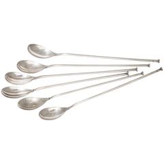Set of Sterling Cocktail Stirring Straw Spoons