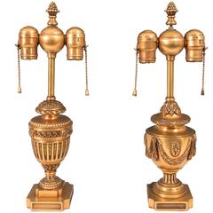 A Pair of Gilt Bronze Neoclassical Table Lamps by Mitchell Vance Co.
