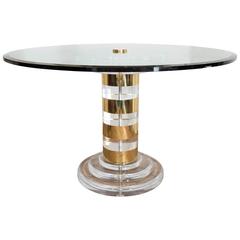 Lion in Frost Lucite and Brass Dining Table