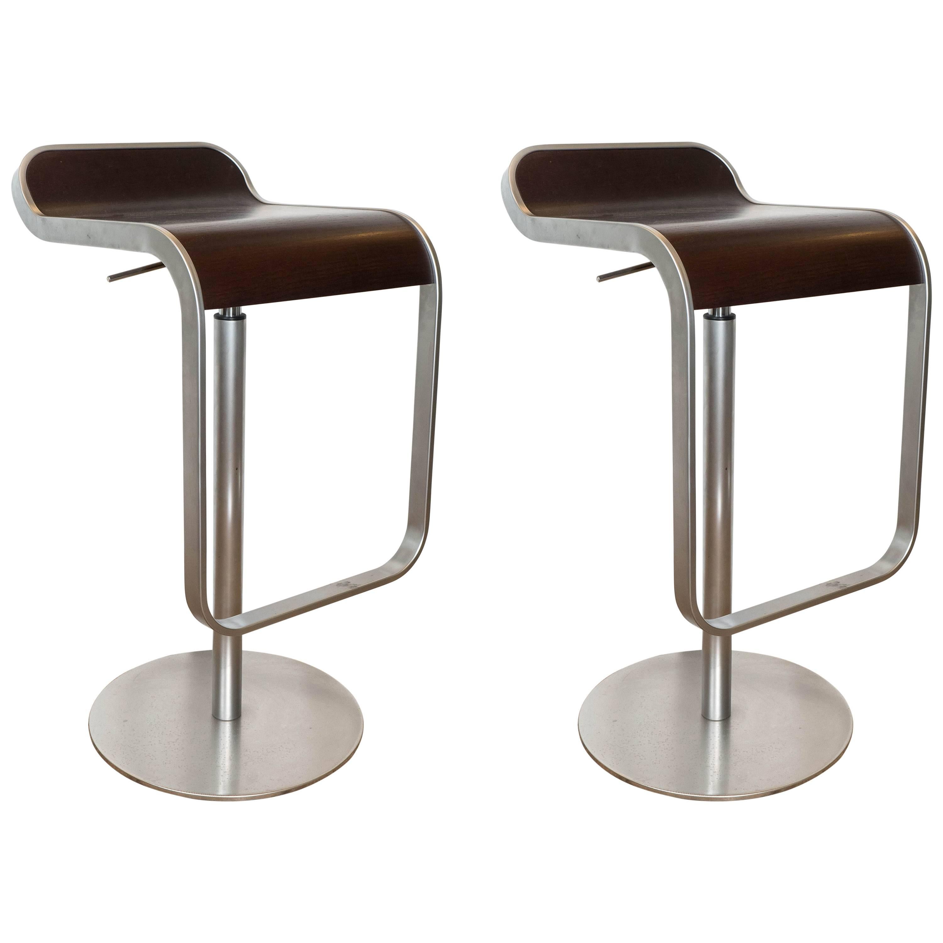 Pair of Lem Piston Barstools in Walnut and Chrome for LaPalma