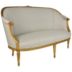 19th Century French Louis XVI Style Giltwood Settee