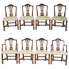 19th Century English Set of Eight Chippendale Style Mahogany Dining Chairs