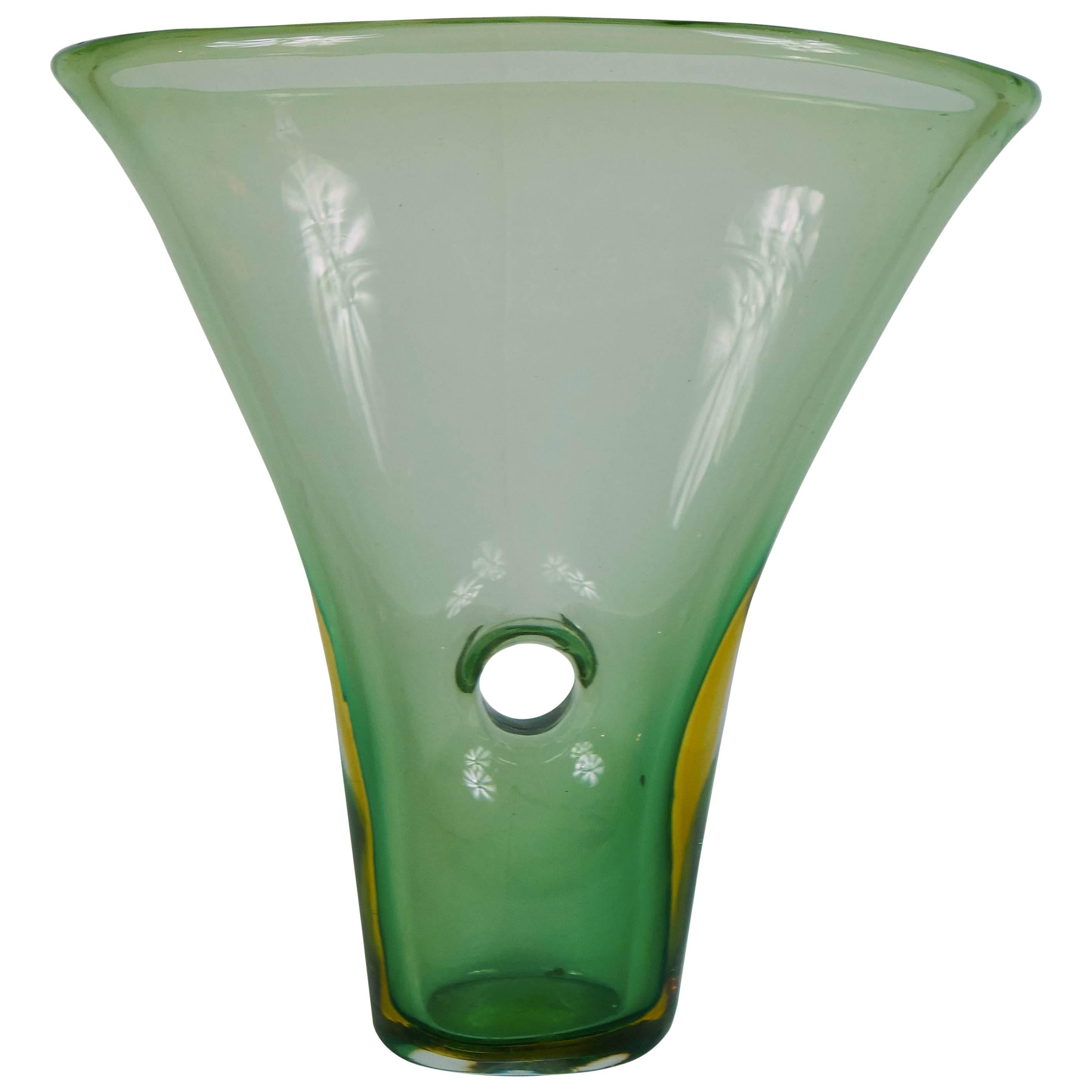 Vase Called "Forato" Venini Murano Glass by Fulvio Bianconi, Signed 1951 For Sale