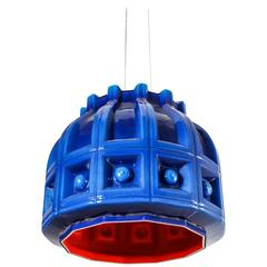 Helena Tynell Blue and Orange Glass Pendant for Flygsfors, Sweden, 1960s 8