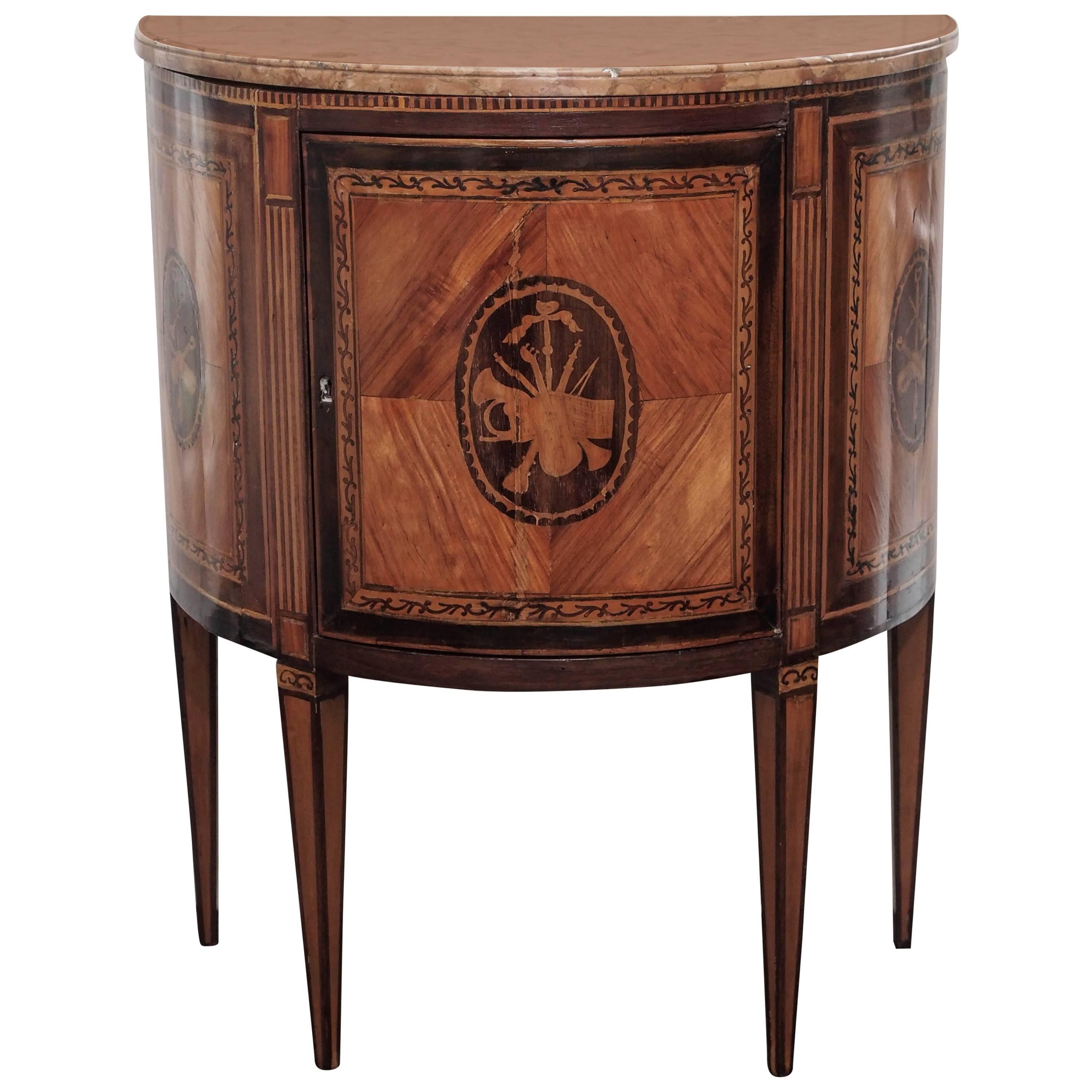 Continental Fruitwood Inlay Cabinet For Sale