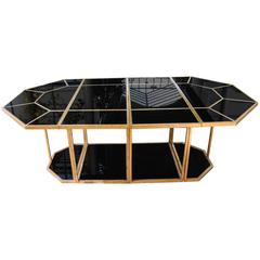 Dining Table Re-Covered with Black Glass in Four Elements Dining Table Re-Covered with Black Glass in Four Elements