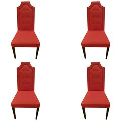 Set of Four Hollywood Regency Upholstered Dining Chairs
