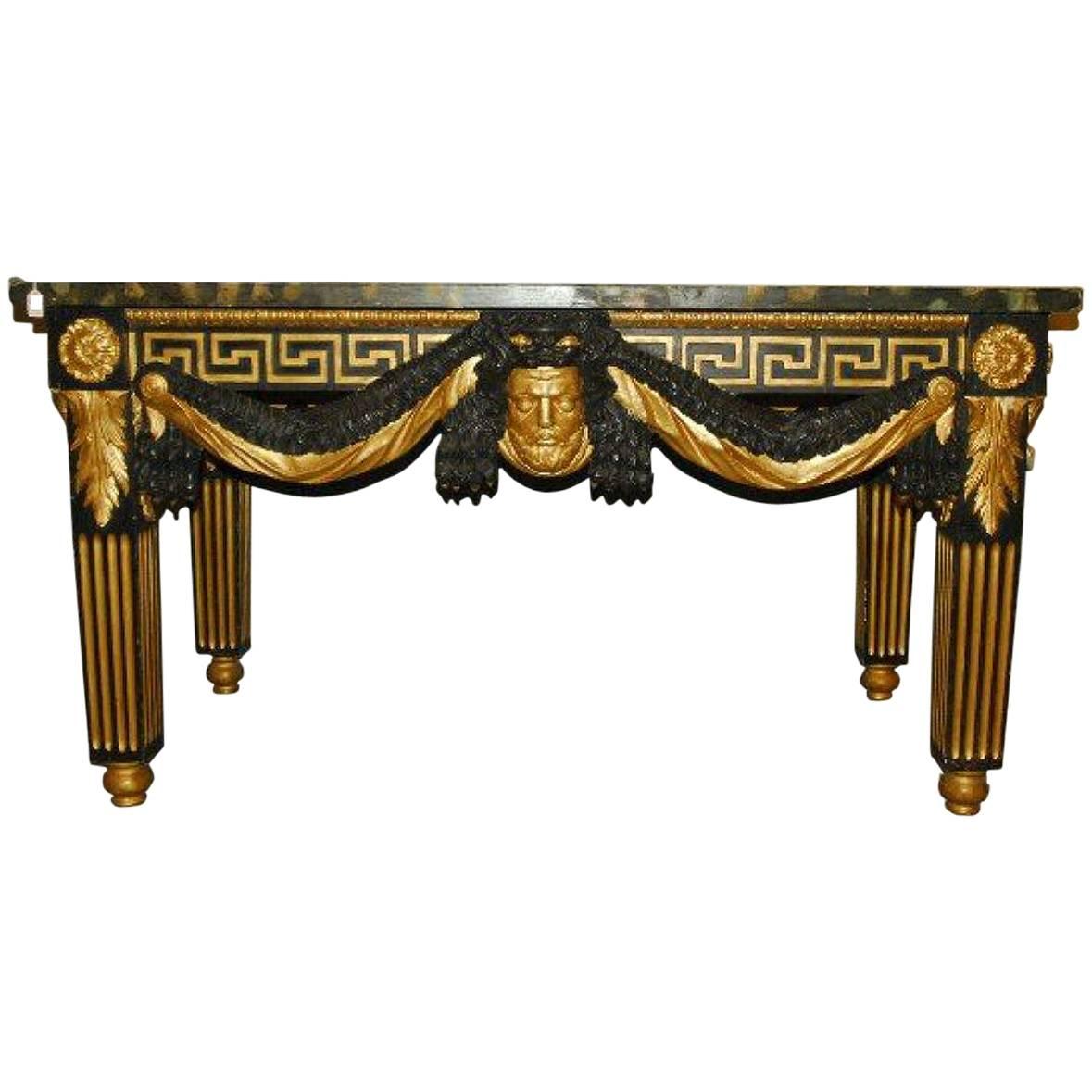 Italian Carved Painted and Parcel Gilt Center Table For Sale