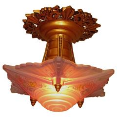 Mauve Consolidated Glass Shade on Original and Complete Fixture