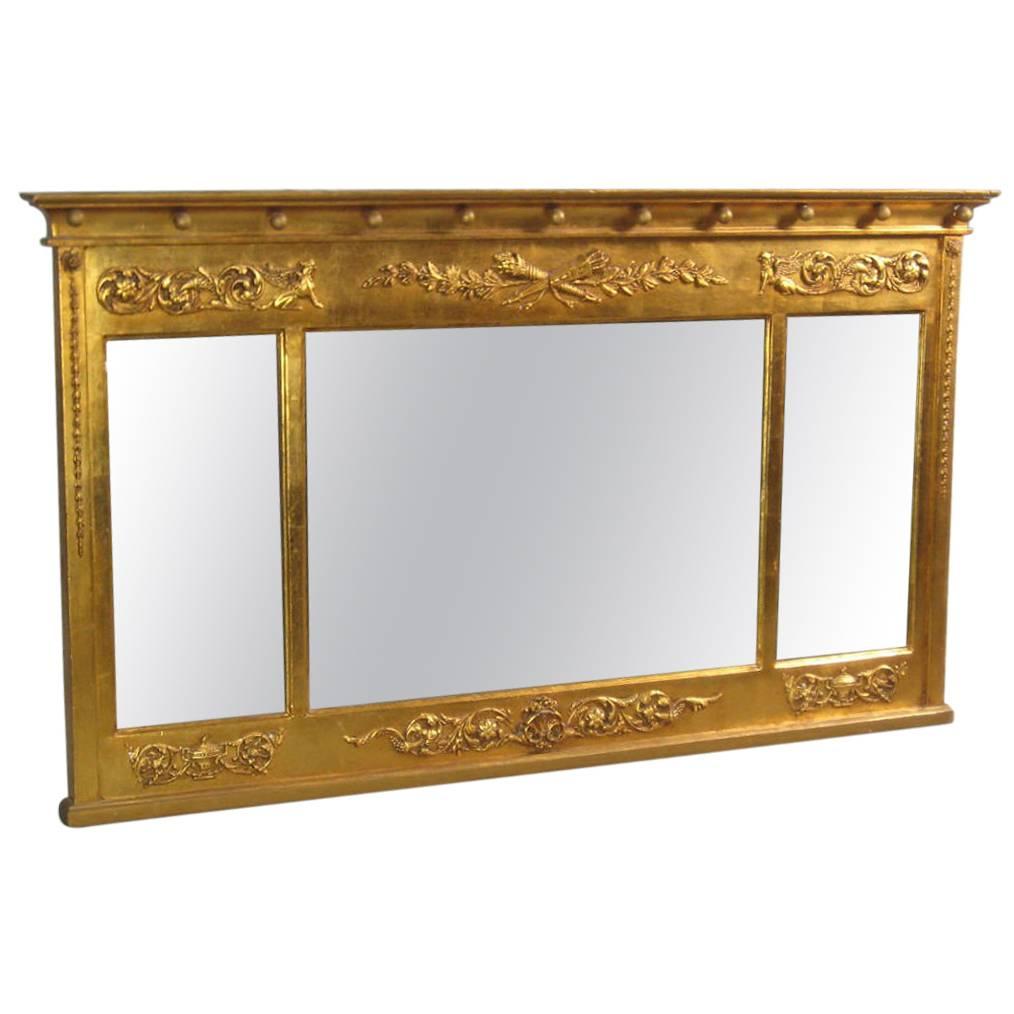 Federal Carved Giltwood Over Mantel Mirror