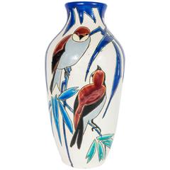 Rare and Exceptional Swallow Vase by Charles Catteau for Boch Freres