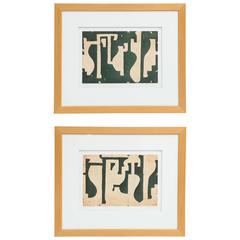 Abstract Pair of Caio Fonseca Aquatint Etchings, 2001