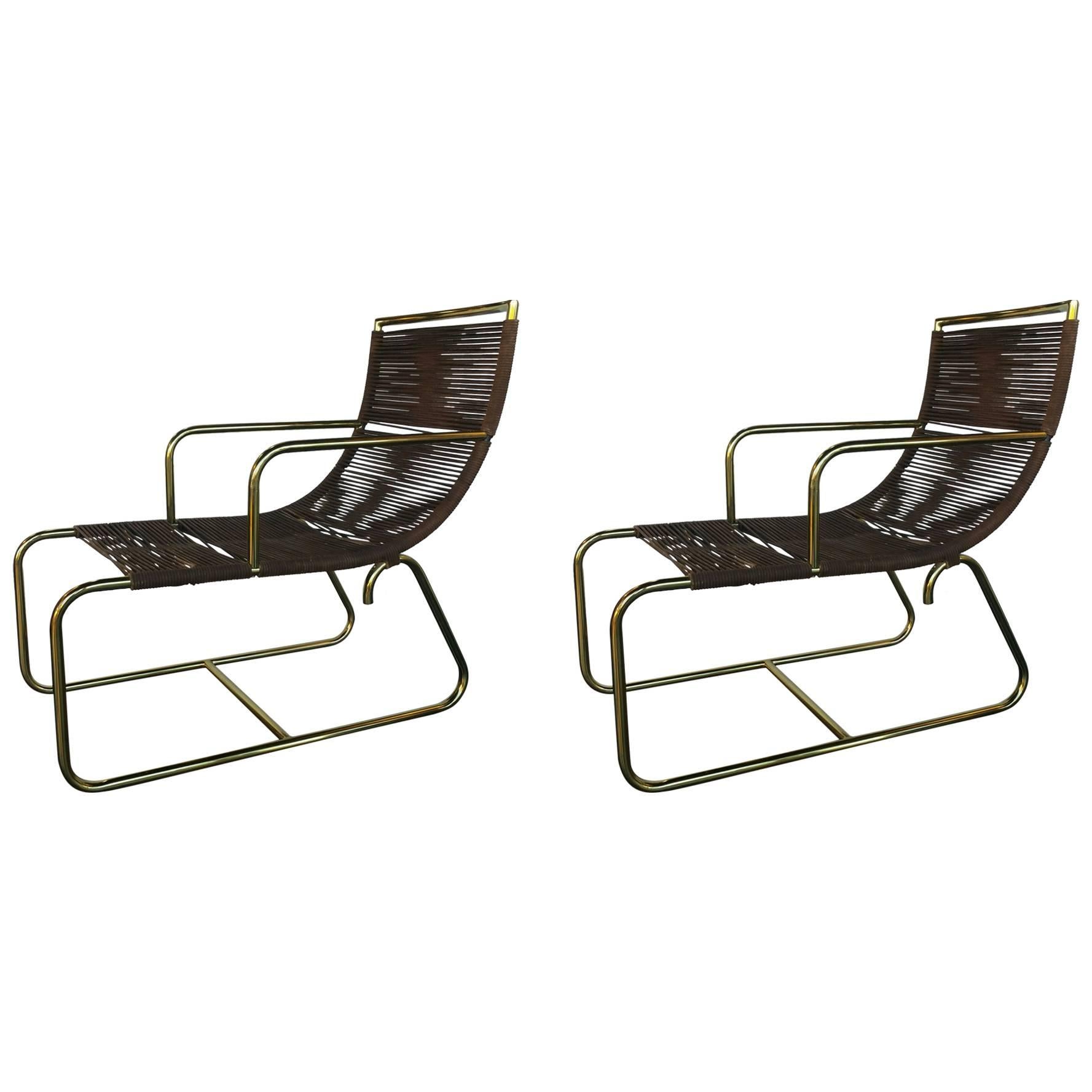 Pair of Sleigh Chairs in the Style of Walter Lamb