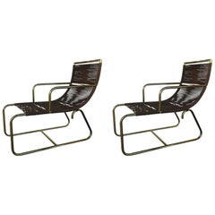 Vintage Pair of Sleigh Chairs in the Style of Walter Lamb