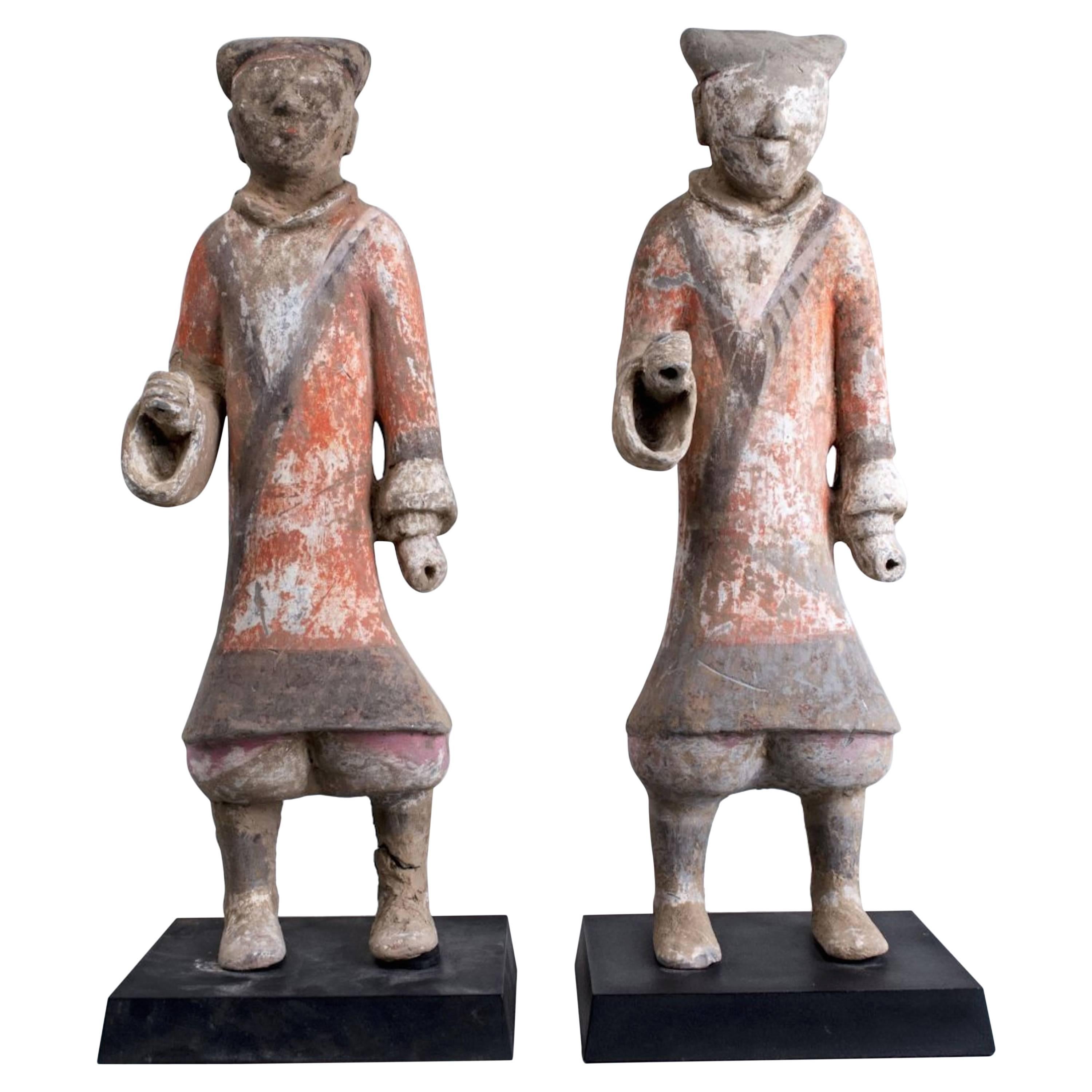 Pair of Chinese Han Dynasty Funerary Figures For Sale