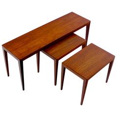 Set of Three Danish Modern Teak Nesting Tables Designed by Severin Hansen