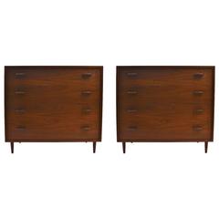 Pair of Danish Walnut and Rosewood Bachelor's Chests