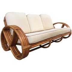 Rattan Sofa in the Style of Paul Frankl