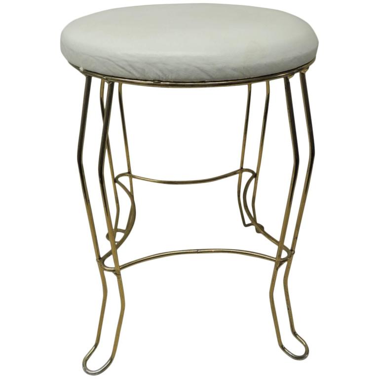 Vintage Round Brass Vanity Stool at 1stDibs