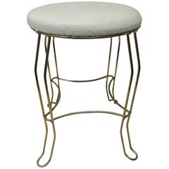 Vintage Round Brass Vanity Stool