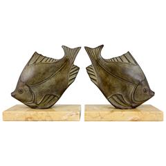 Vintage French Art deco fish bookends by M. Font 1930