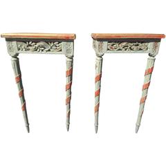 Pair of Louis XVI Style Painted Consoles