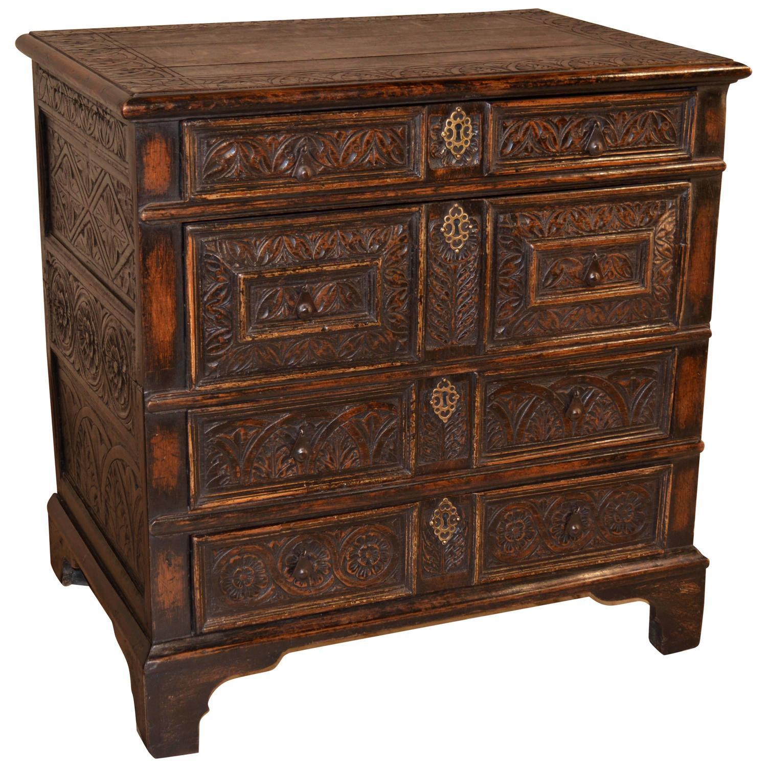 17th Century English Carved Oak Chest at 1stdibs