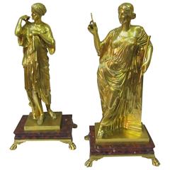 Pair of French Gilt Bronze Maidens