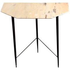 1950s Iron and Marble Small Console Table