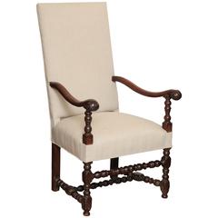 Flemish Walnut High Back Chair, 19th Century