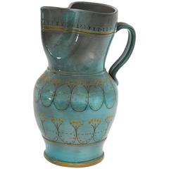 Large Decorated Antique Ceramic Pitcher, Italy, Late 19th Century