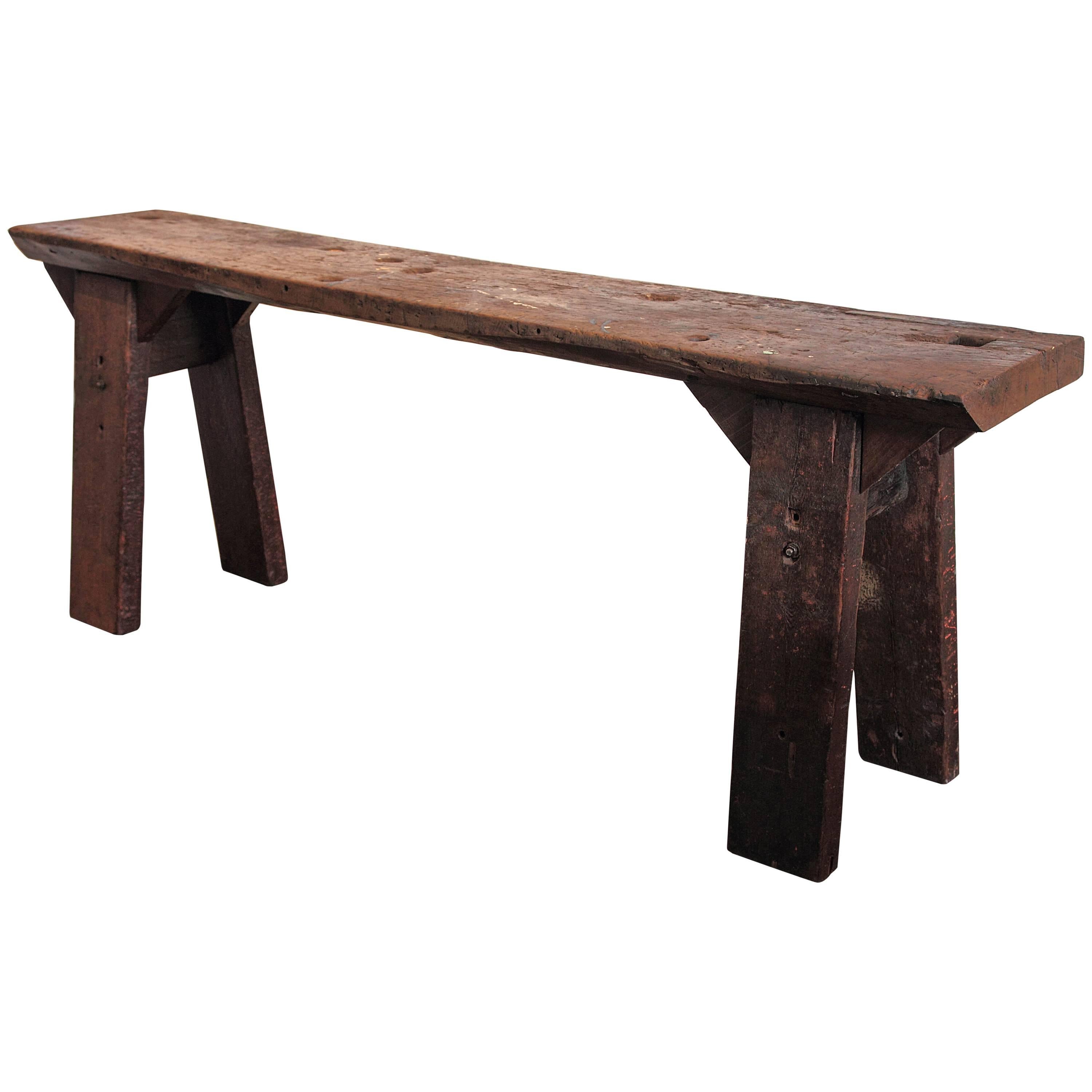 French shop table as narrow console table, circa 1920
Antique oak with hand waxed patina.
  