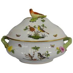Herend Porcelain Rothschild Bird Pattern Hand-painted 3qt. Soup Tureen