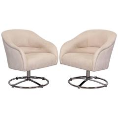 Pair of Chromed Steel Swivel Chairs by Ward Bennett, 1970 10