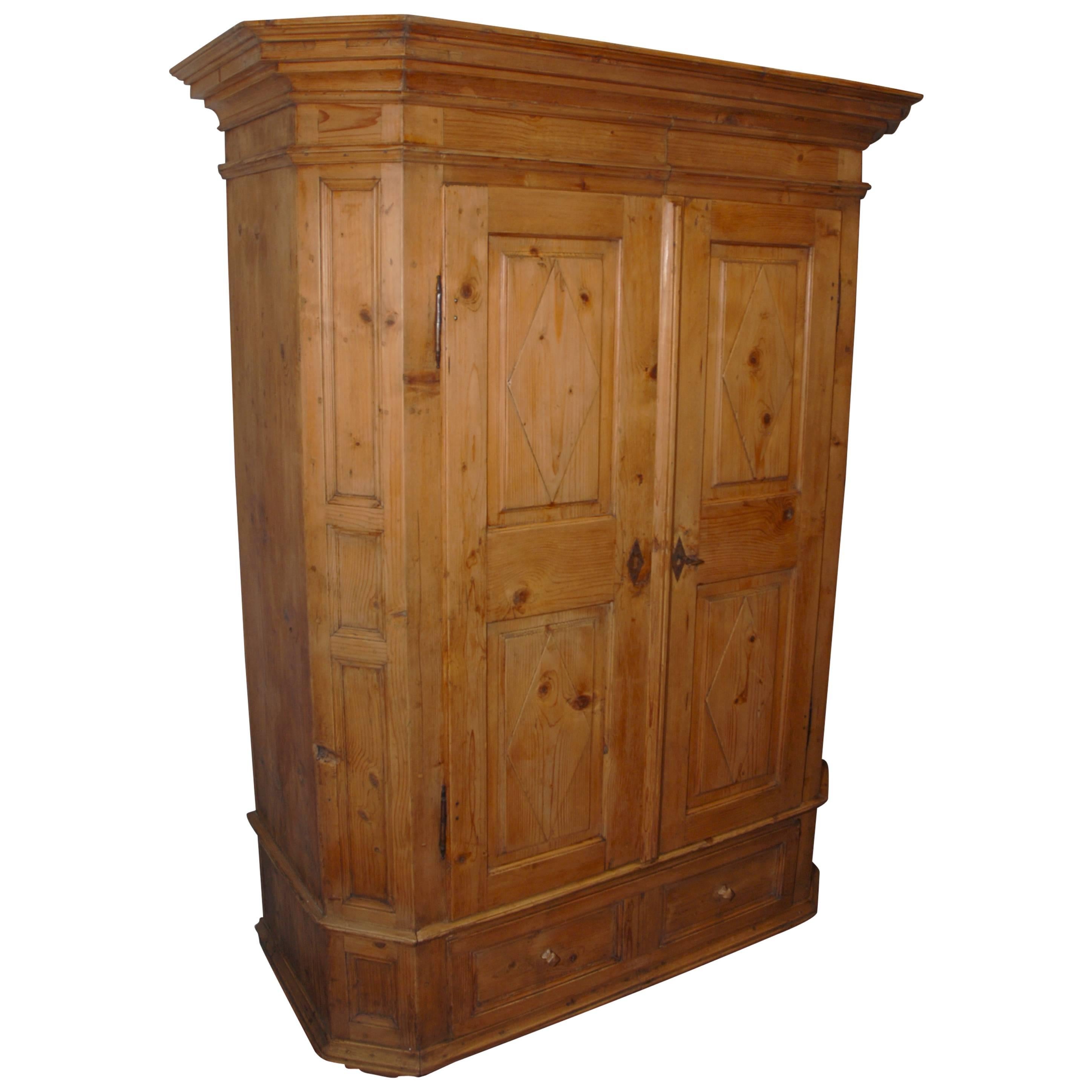 19th Century Pinewood Armoire For Sale