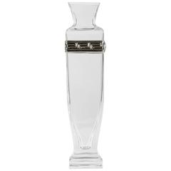 Vintage Crystal Cut Vase with Sterling Design