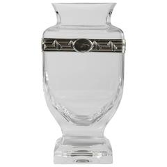 Vintage Crystal Cut Vase with Sterling Design