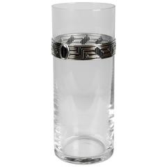 Vintage Crystal Cut Vase with Sterling Design
