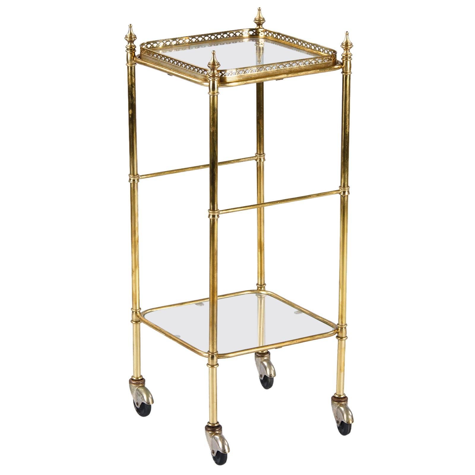 Two-Tier Midcentury French Brass Side Table