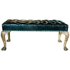 Antique Late 19th Century Tufted Leather Bench