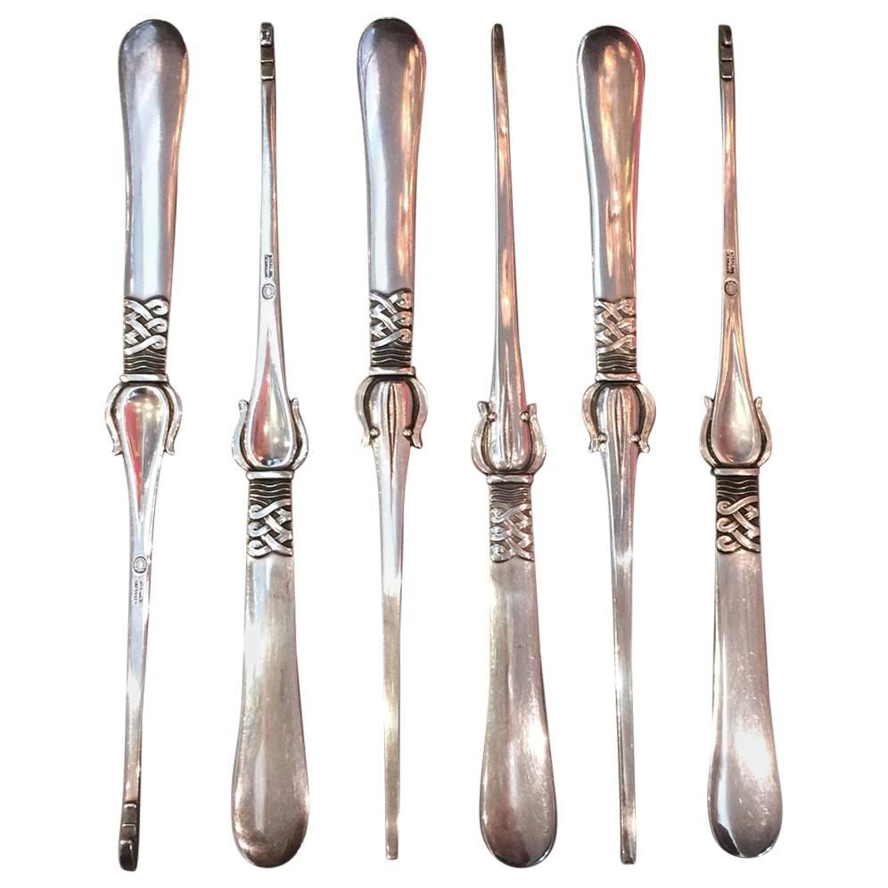 Georg Jensen Sterling Silver "Nordic Pattern" Lobster Picks by Johan Rohde, Rare