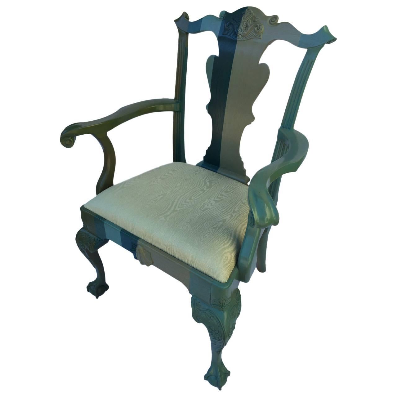 Hand Decorated Chippendale Style Chair by Jamie Drake