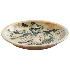 Hand-Painted Large Ceramic Bowl with Beautiful Mix of Greens, Blues, Oranges